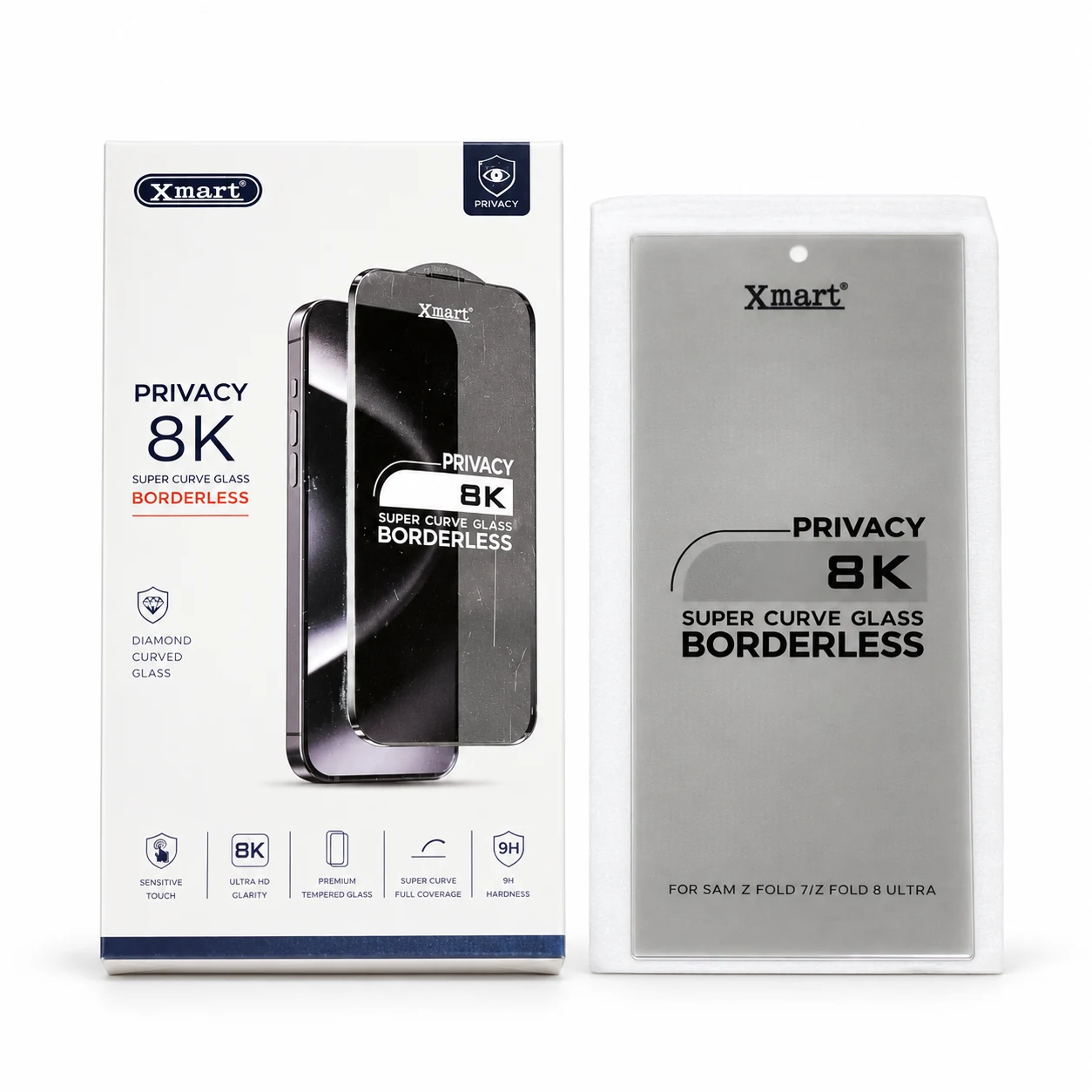 Xmart Samsung Z Fold privacy glass - front view