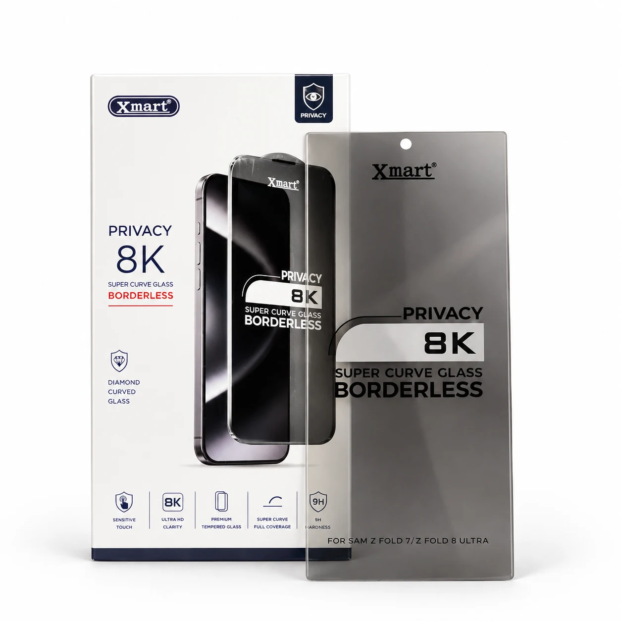 Xmart Samsung Z Fold privacy glass - dark view
